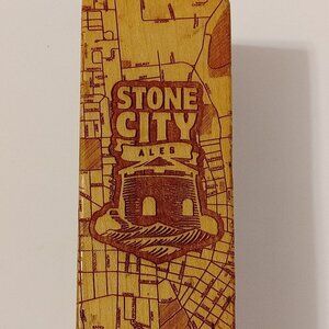 STONE CITY ALES Kingston Ontario Brewery Tap Handle Wood Block Map of Kingston